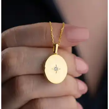 Gümüş Gold Kutup Yıldızı Açılabilir Kadın Kolye