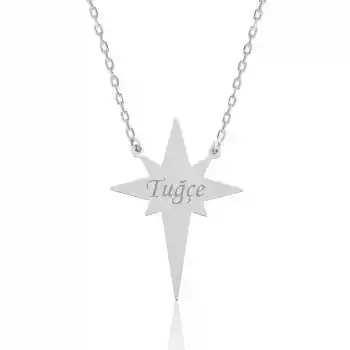 Gümüş Kutup Yıldızı İsimli Bayan Kolye