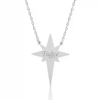Gümüş Kutup Yıldızı İsimli Bayan Kolye