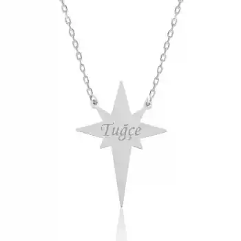 Gümüş Kutup Yıldızı İsimli Bayan Kolye