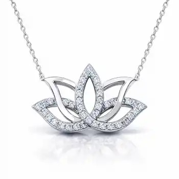 Gümüş Lotus Çiçeği Kolye