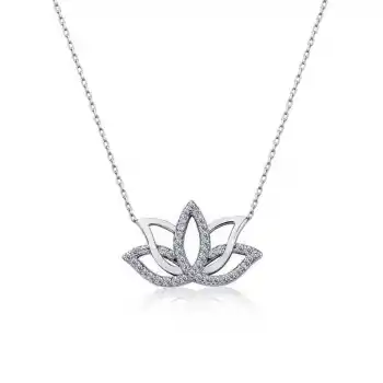 Gümüş Lotus Çiçeği Kolye
