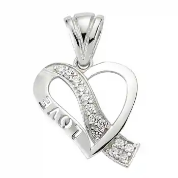 Gümüş Love Kalp Bayan Kolye