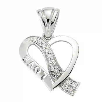 Gümüş Love Kalp Bayan Kolye