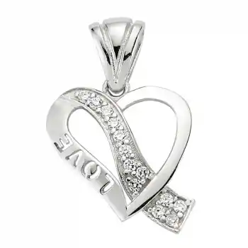 Gümüş Love Kalp Bayan Kolye