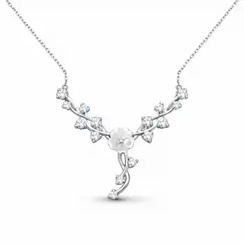 Gümüş Manolya Çiçeği Sarmaşık Kadın Kolye