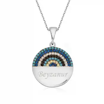 Gümüş Mavi Taşlı İsimli Bayan Kolye