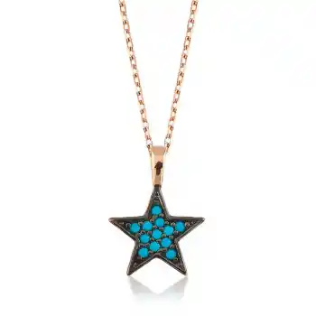 Gümüş Mavi Yıldız Bayan Kolye
