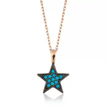 Gümüş Mavi Yıldız Bayan Kolye