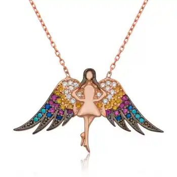 Gümüş Melek Bayan Kolye