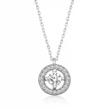 Gümüş Minimal Yuvarlak Tektaş Kadın Kolye