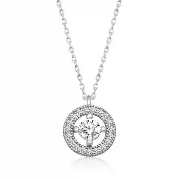 Gümüş Minimal Yuvarlak Tektaş Kadın Kolye