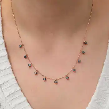 Gümüş Mistik Topaz Taşlı Rose Şans Kadın Kolye