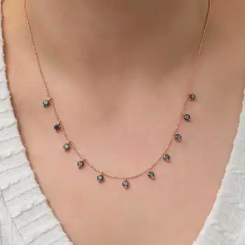 Gümüş Mistik Topaz Taşlı Rose Şans Kadın Kolye