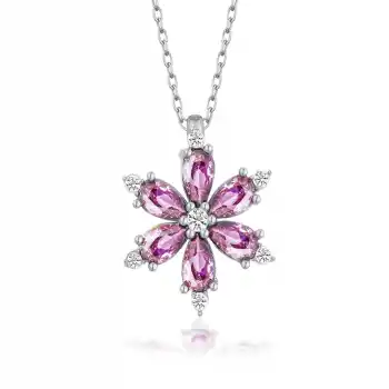 Gümüş Mor Lotus Çiçeği Kadın Kolye