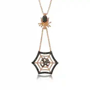 Gümüş Muhammed Yazılı Örümcek Ağı Bayan Kolye