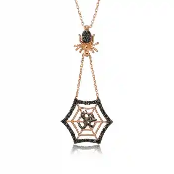 Gümüş Muhammed Yazılı Örümcek Ağı Bayan Kolye