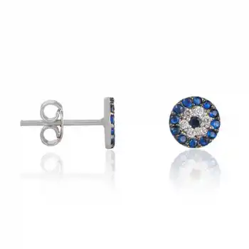 Gümüş Nazar Çivili Küpe