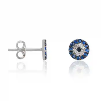 Gümüş Nazar Çivili Küpe