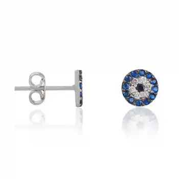 Gümüş Nazar Çivili Küpe