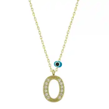 Gümüş Nazar Gold O Harfi Kadın Kolye
