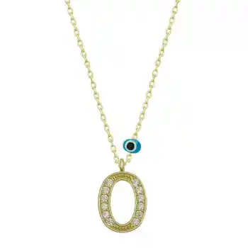 Gümüş Nazar Gold O Harfi Kadın Kolye