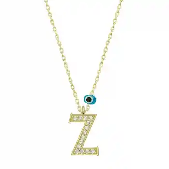 Gümüş Nazar Gold Z Harfi Kadın Kolye