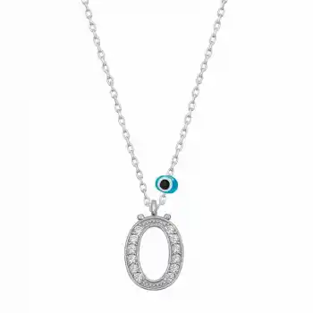 Gümüş Nazar Rodyum Ö Harfi Kadın Kolye