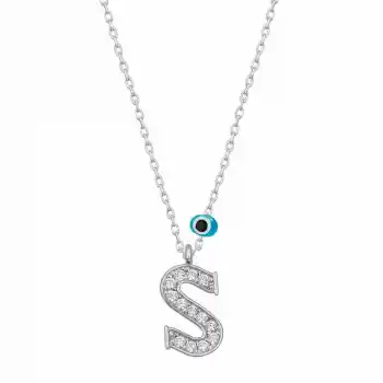 Gümüş Nazar Rodyum S Harfi Kadın Kolye