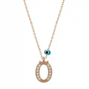 Gümüş Nazar Rose Ö Harfi Kadın Kolye