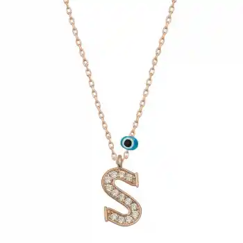 Gümüş Nazar Rose S Harfi Kadın Kolye