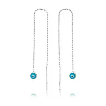 Gümüş Nazar Zincirli Küpe