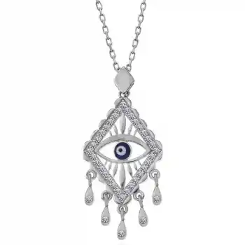 Gümüş Nazarlı Göz Kadın Kolye