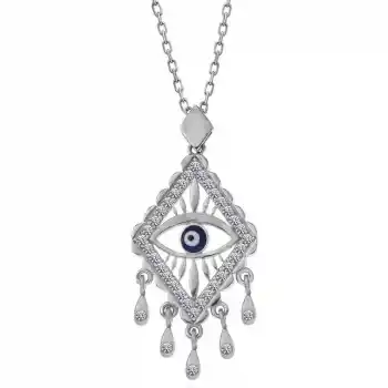 Gümüş Nazarlı Göz Kadın Kolye
