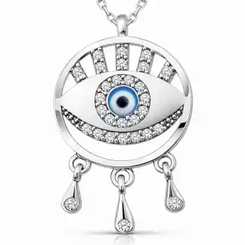 Gümüş Nazarlı Göz Kolye