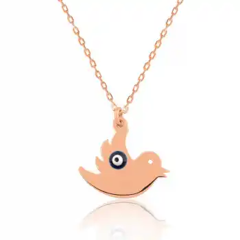 Gümüş Nazarlı Kuş Bayan Kolye