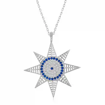 Gümüş Nazarlı Kutup Yıldızı Kadın Kolye