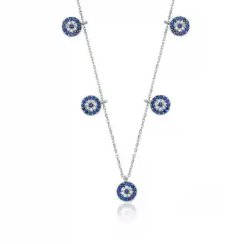 Gümüş Nazarlı Şans Bayan Kolye