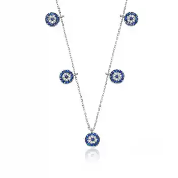 Gümüş Nazarlı Şans Bayan Kolye