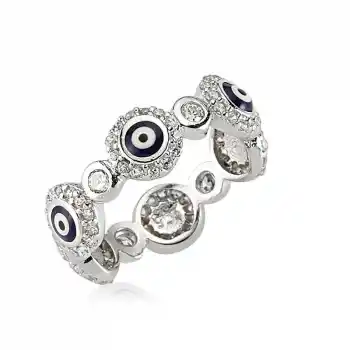 Gümüş Nazarlı Tamtur Bayan Yüzük