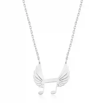 Gümüş Nota Kanatları Bayan Kolye