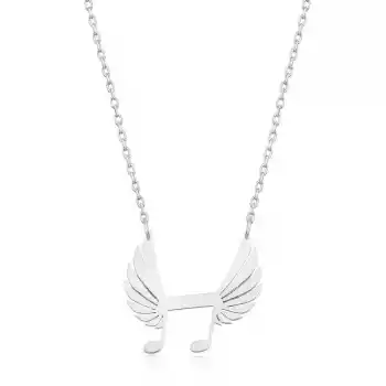 Gümüş Nota Kanatları Bayan Kolye