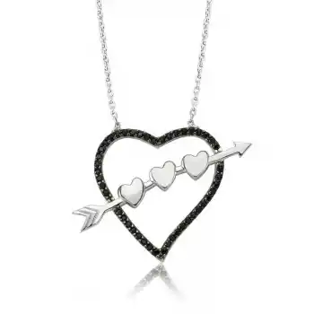 Gümüş Oklu Kalp Bayan Kolye