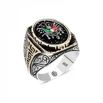 Gümüş Osmanlı Arması Oval Erkek Yüzük