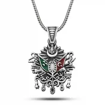 Gümüş Osmanlı Devlet Armalı Erkek Kolye