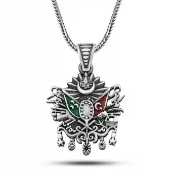 Gümüş Osmanlı Devlet Armalı Erkek Kolye
