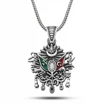 Gümüş Osmanlı Devlet Armalı Erkek Kolye