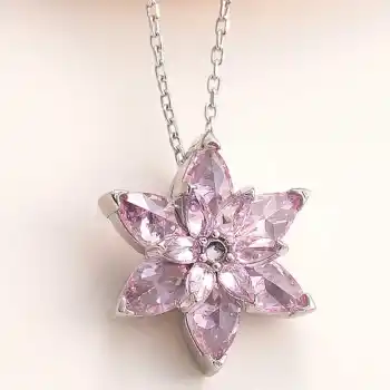 Gümüş Pembe Lotus Çiçeği Kolye