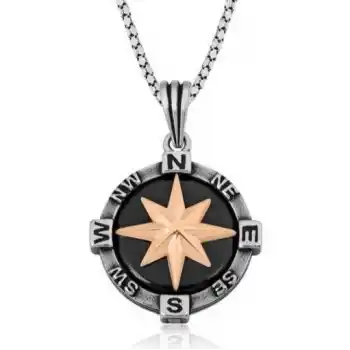 Gümüş Pusula Kolye