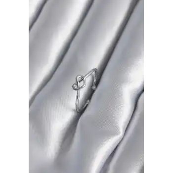 Gümüş Renk Düğüm Kalp Model Kadın Yüzük